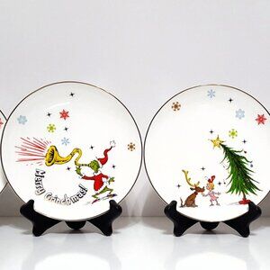 RARE Lenox Set of 4 Merry Grinchmas The Grinch Salad/ Dessert Plates 8" NIB
